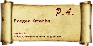 Preger Aranka névjegykártya